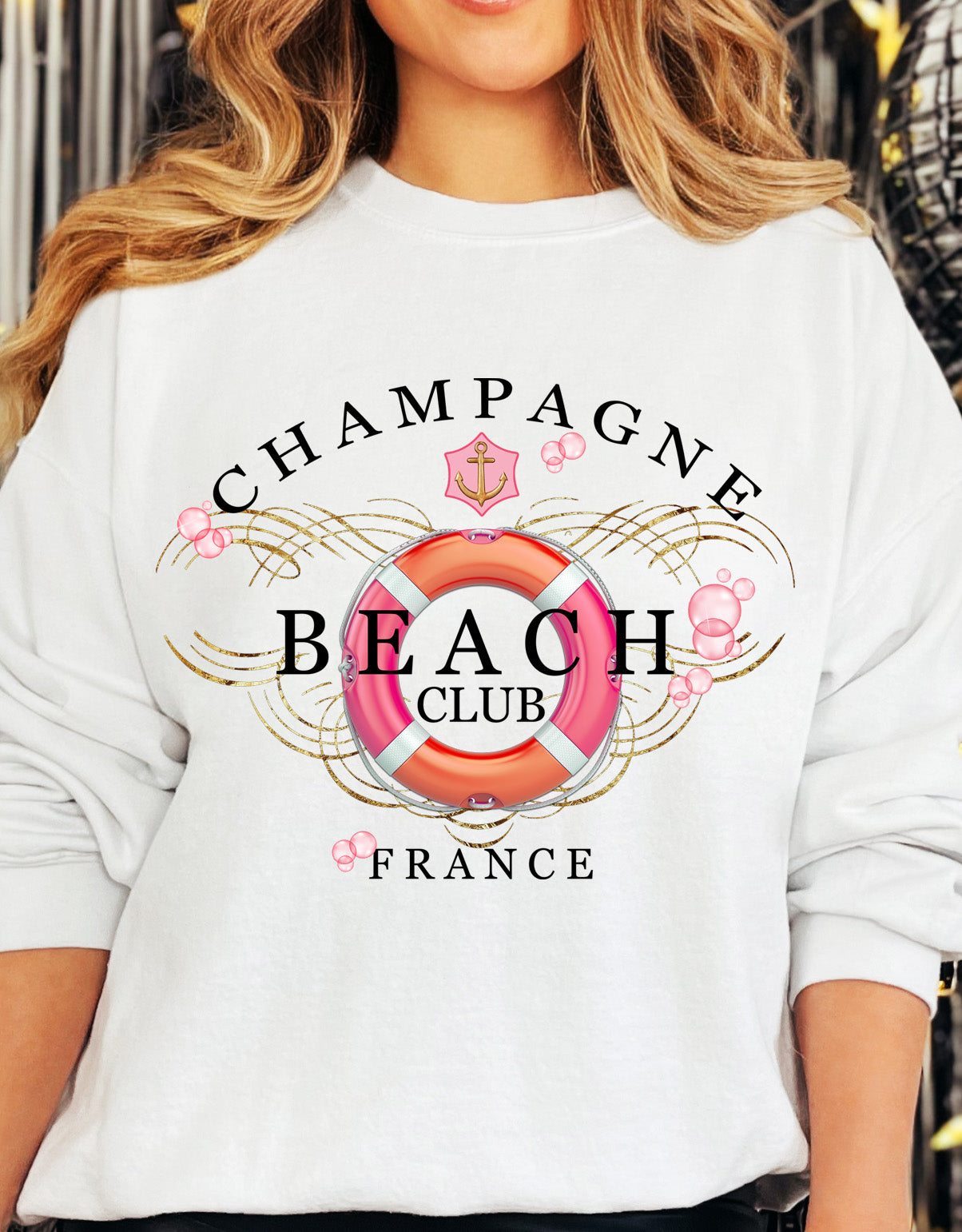 Champagne Beach Club Tee Sweatshirt