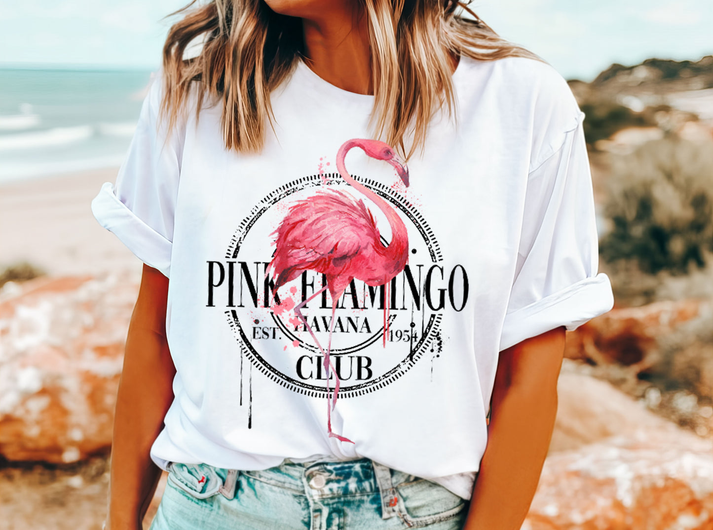 Pink Flamingo Tee Sweatshirt