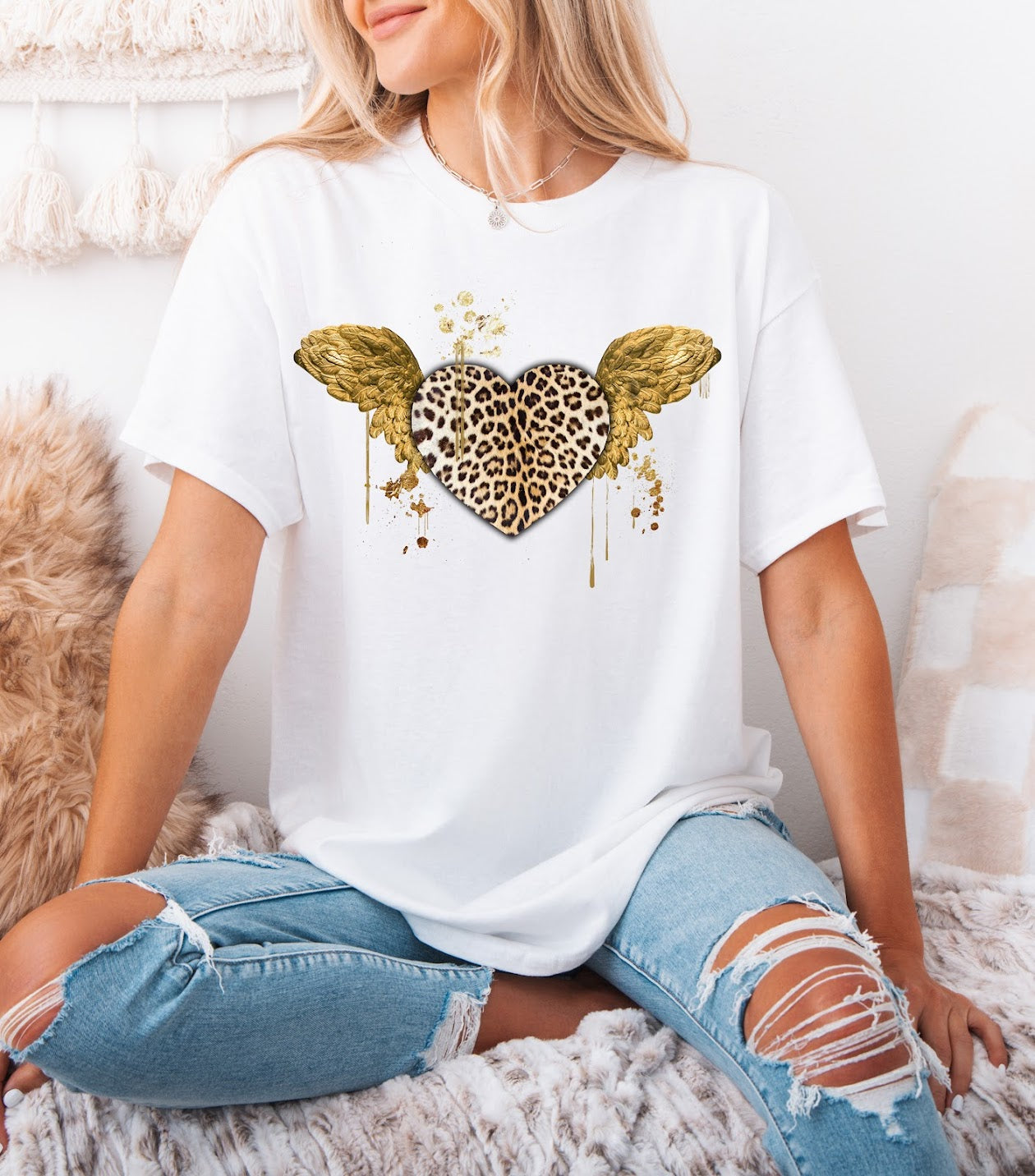 Leopard Heart Tee Sweatshirt